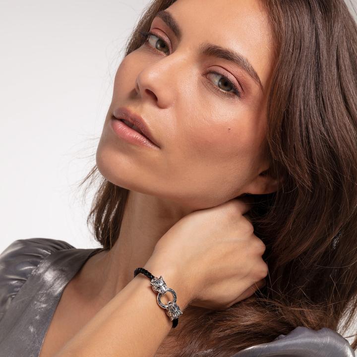 Image du produit Thomas Sabo Bracelet (17 cm, Cuir, Argent sterling 925, Noirci)