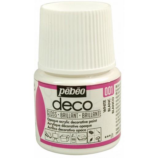 Pebeo, Künstlerfarbe + Bastelfarbe, Deco Glänzende Acrylfarben (Weiss, 45 ml)