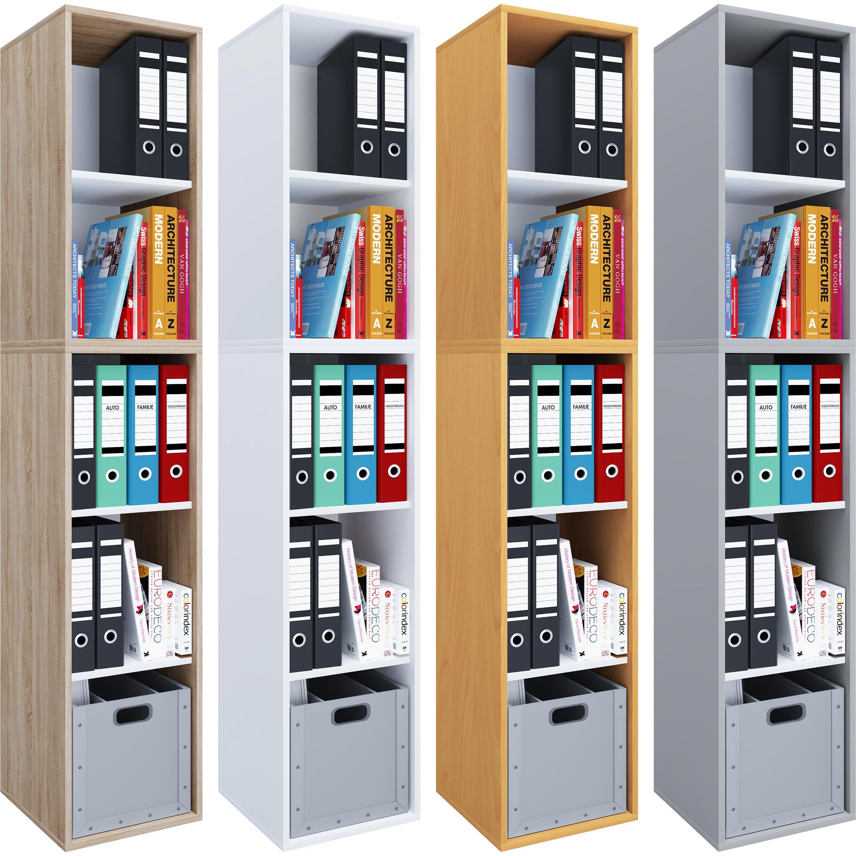 VCM, Aktenschrank, Holz Büroschrank Aktenregal Lona l 5 Fächer (35 x 37 x 183 cm)