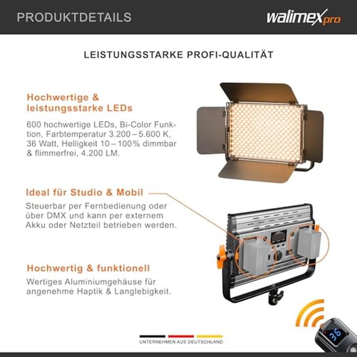Actual product image Walimex Niova 600 Plus (Surface luminaire, Video light, Studio light)
