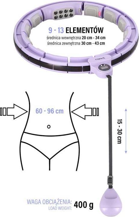 Image du produit HMS Hula Hop HHM13 avec aimants poids et contrepoids violet (360 g)