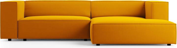 Actual product image Cosmopolitan Design Velvet Right Corner Sofa, "Arendal", 3 Seats, Yellow, 224x166x70 Made in Europe (3-seater)