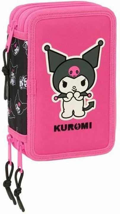 Kuromi Dreifaches Federmäppchen Schwarz Pink 12,5 X 19,5 X 5,5 Cm 37 Stücke