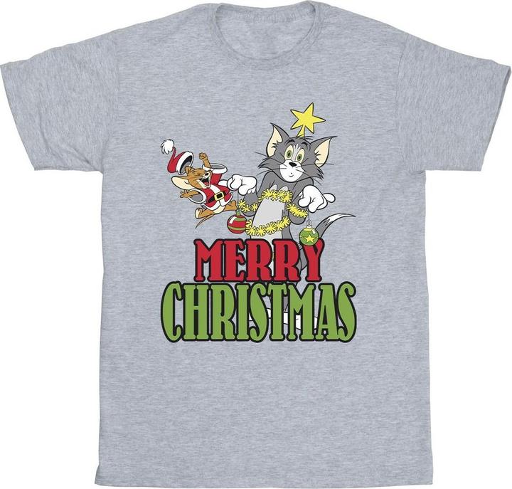 Actual product image Tom & Jerry Mens Merry Christmas Baubles T-Shirt (5XL)