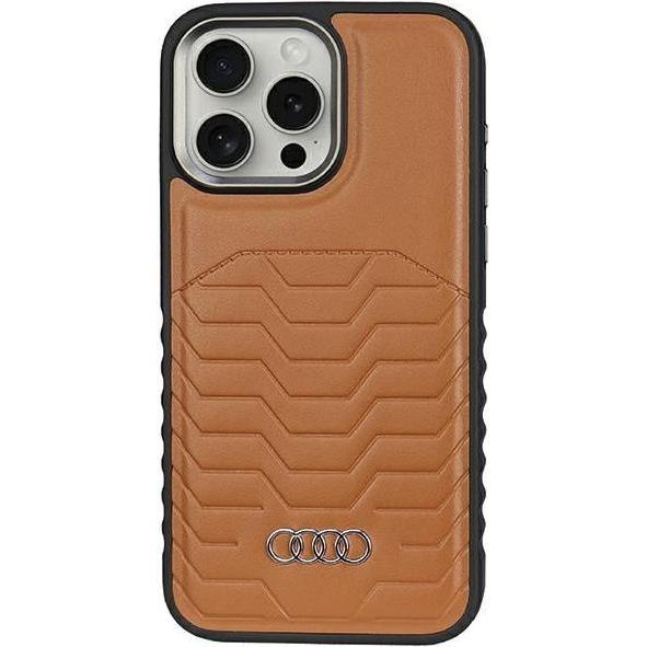 Audi Synthetic Leather MagSafe iPhone 15 Pro 6.1" brązowy/brown hardcase AU-TPUPCMIP15P-GT/D3-BN (Apple iPhone 15 Pro), ...
