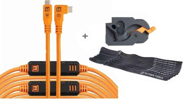 Actual product image Tether Tools LeverLock&Cable Kit Optima 10G rechts orange 9,2m