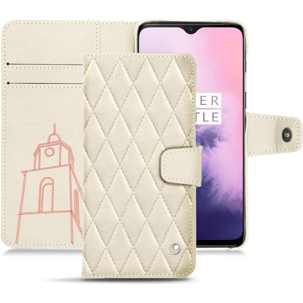 Noreve Lederschutzhülle Wallet (OnePlus 7), Smartphone Hülle, Weiss