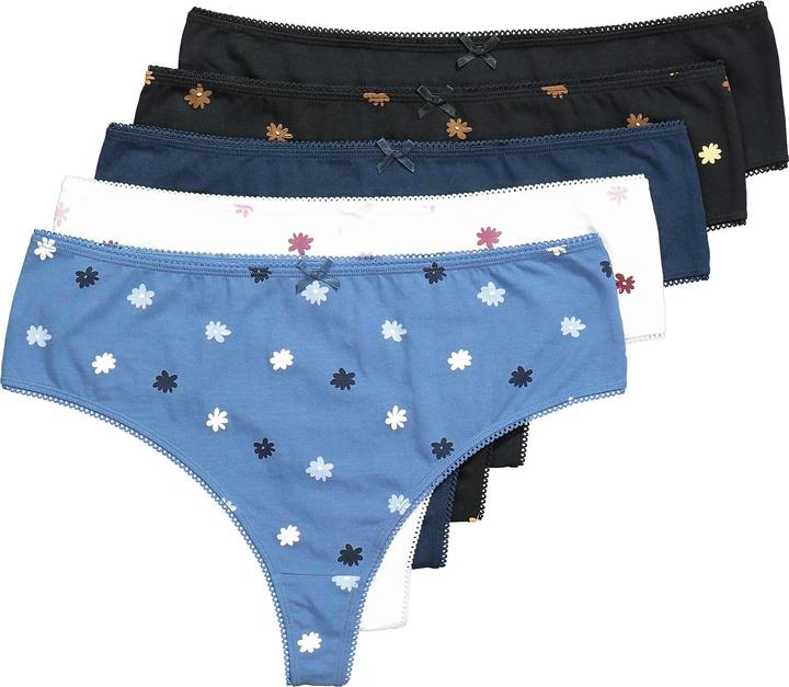 Produktbild Ulla Popken Strings, 5er-Pack, Millefleur/einfarbig (54)