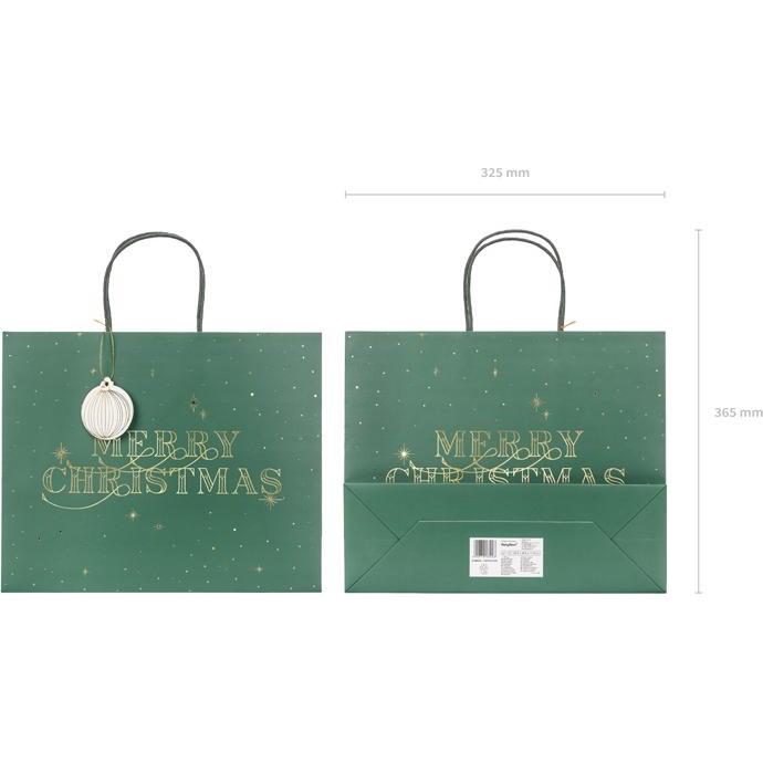 Thumbnail - Partydeco, Geschenkverpackung, Geschenktasche - Merry Christmas - Grün (Geschenkbox, 1 x)
