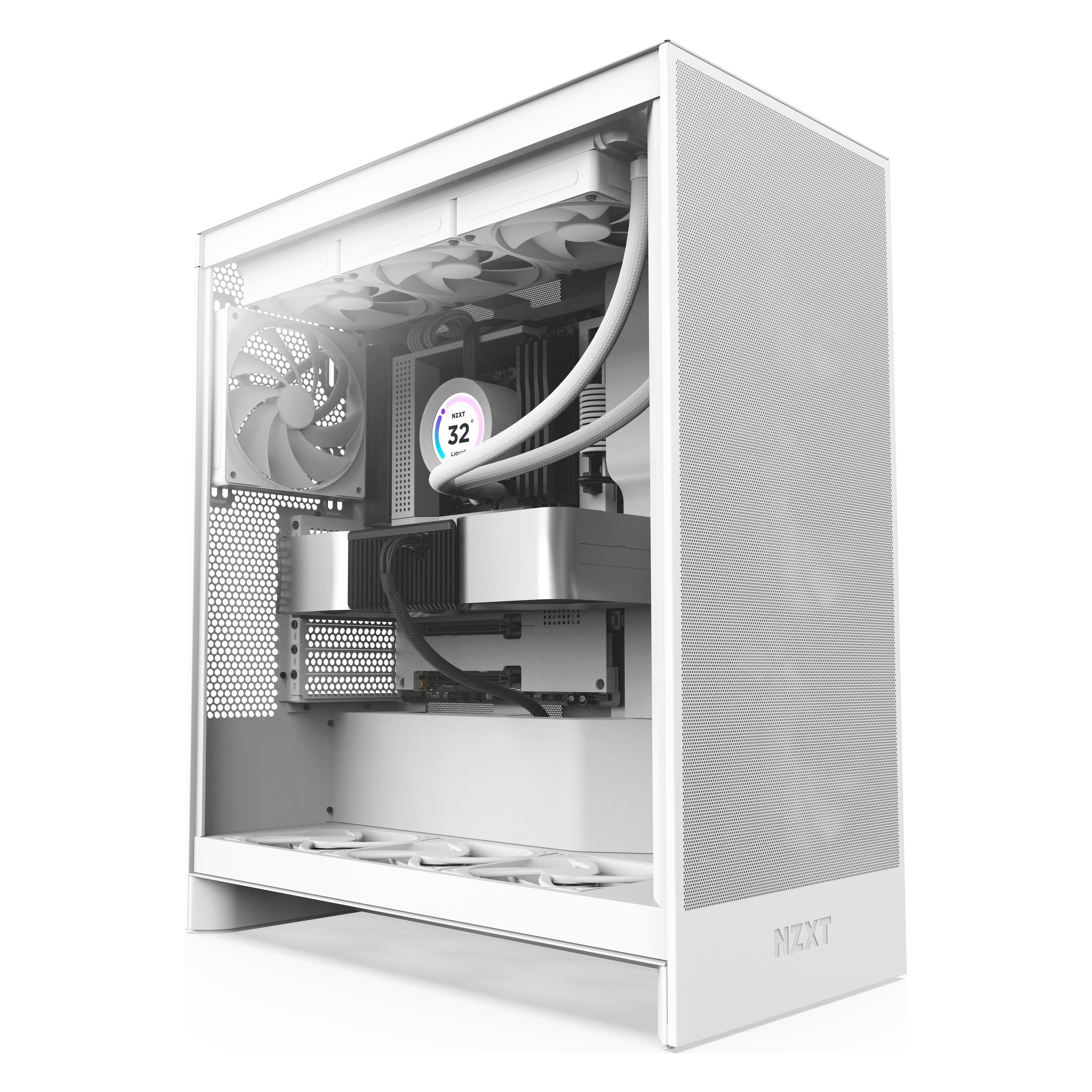 NZXT H7 Flow (2024) (ATX, mATX, Mini-ITX), PC Gehäuse, Weiss