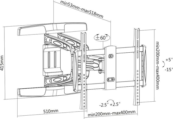 Produktbild Manhattan 461306 Universal Curved TV-Wandhalterung 81,3 cm (32" (Wand, 55", 50 kg)