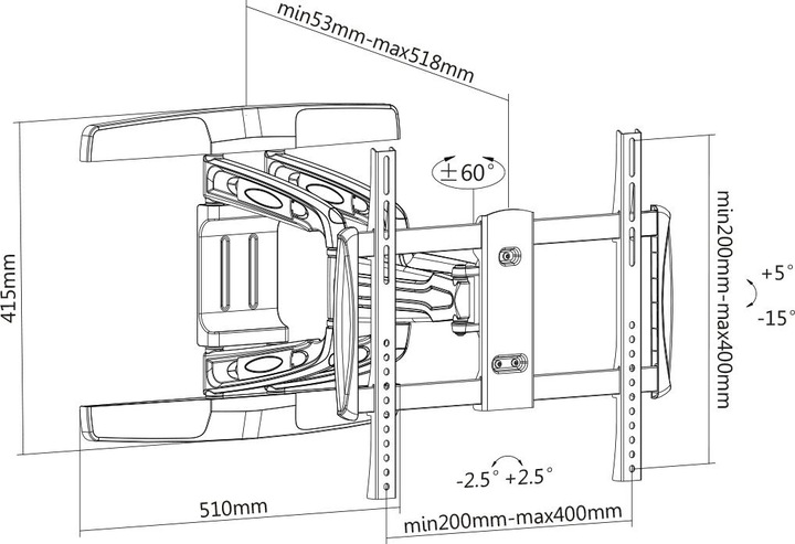 Immagine prodotto Manhattan 461306 Supporto a parete per TV curvo universale 81,3 cm (32") (Muro, 55", 50 kg)
