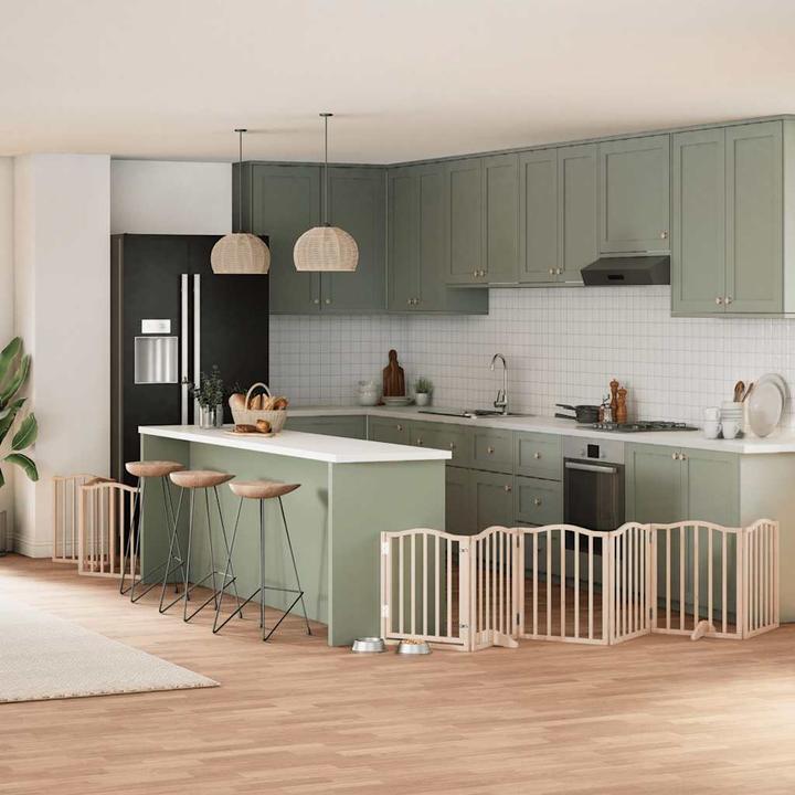 vidaXL Hundetor mit Tür Faltbar Absperrgitter Hunde Schutzgitter 9-tlg. Holz (50 cm)