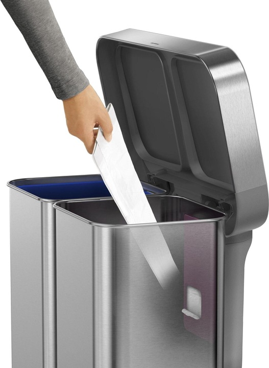 Produktbild Simplehuman Abfalleimer Doppelkammer 58 l, Silber gebürstet (58 l)