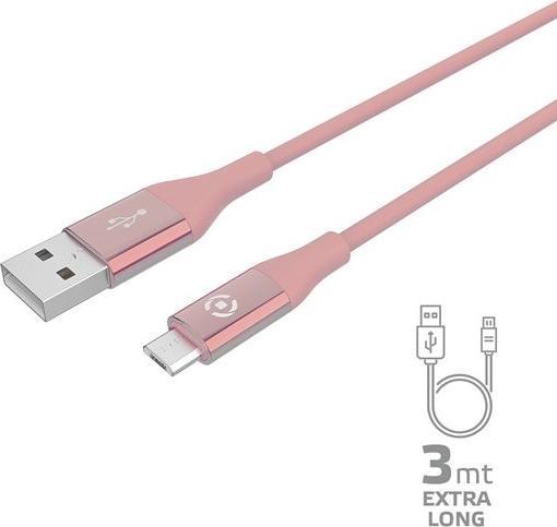 Celly USBMICROCOL3MPK cavo USB 3 m USB A Micro-USB B Rosa (3 m)