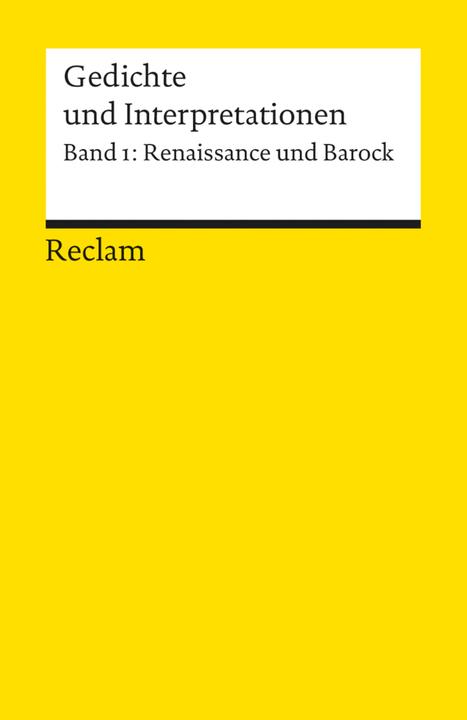 Produktbild Gedichte und Interpretationen 1. Renaissance und Barock (Deutsch, Volker Meid, 2011)