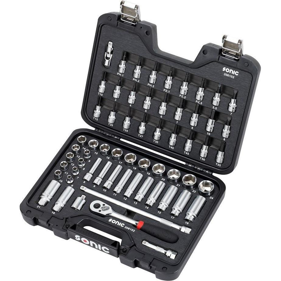 Jakks Pacific, Chiave a bussola + esagonale, Sonic 206102 Steckschlüsselsatz mit Ratsche 3/8" 61 Stück (3/8")