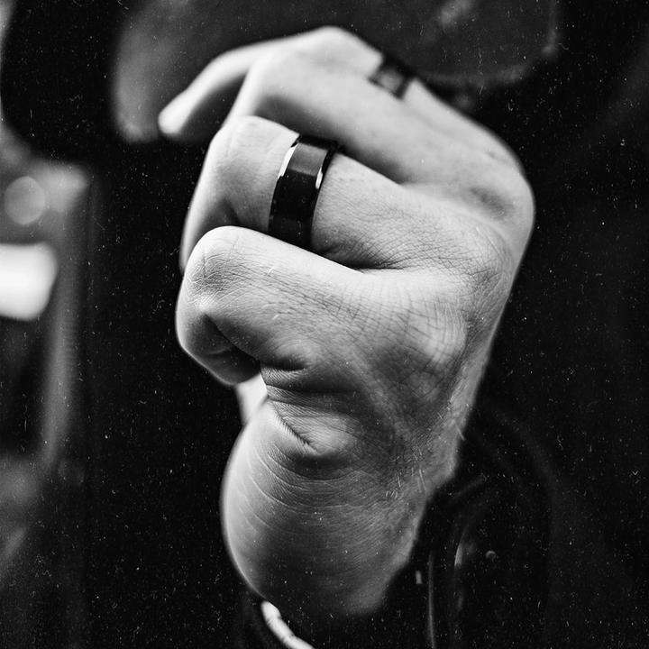 Actual product image K12 - Black Steel Ring - 77 (58)