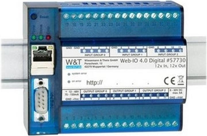 Image du produit W&T Web-IO 4.0 Digital, 12x Input, 12x Output Contrôler, acquérir et gérer des signaux de commutation