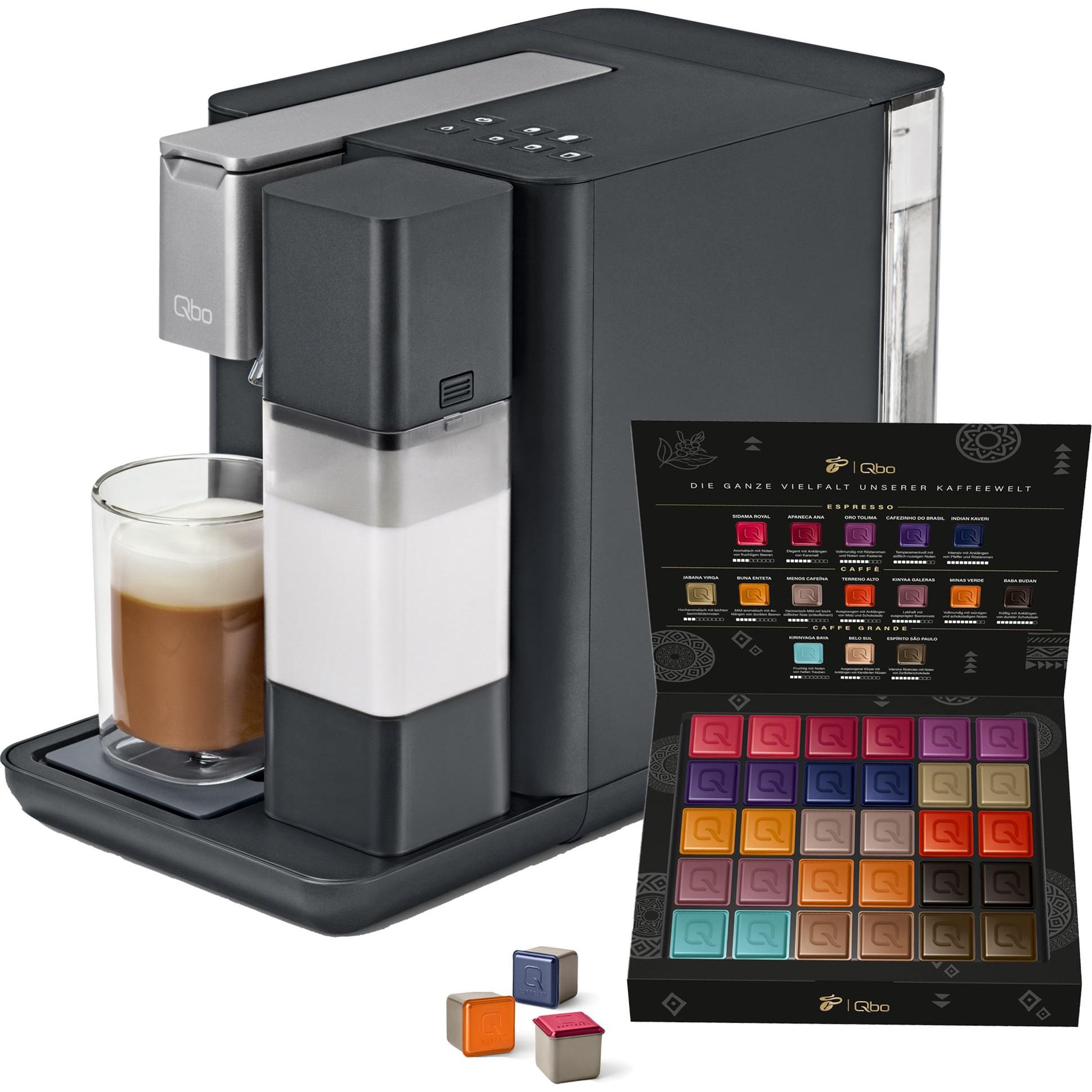 Tchibo Qbo MILK MASTER Premium Kapselmaschine inkl. 30 Qbo Kapseln, Gentle Grey, Kapselmaschine