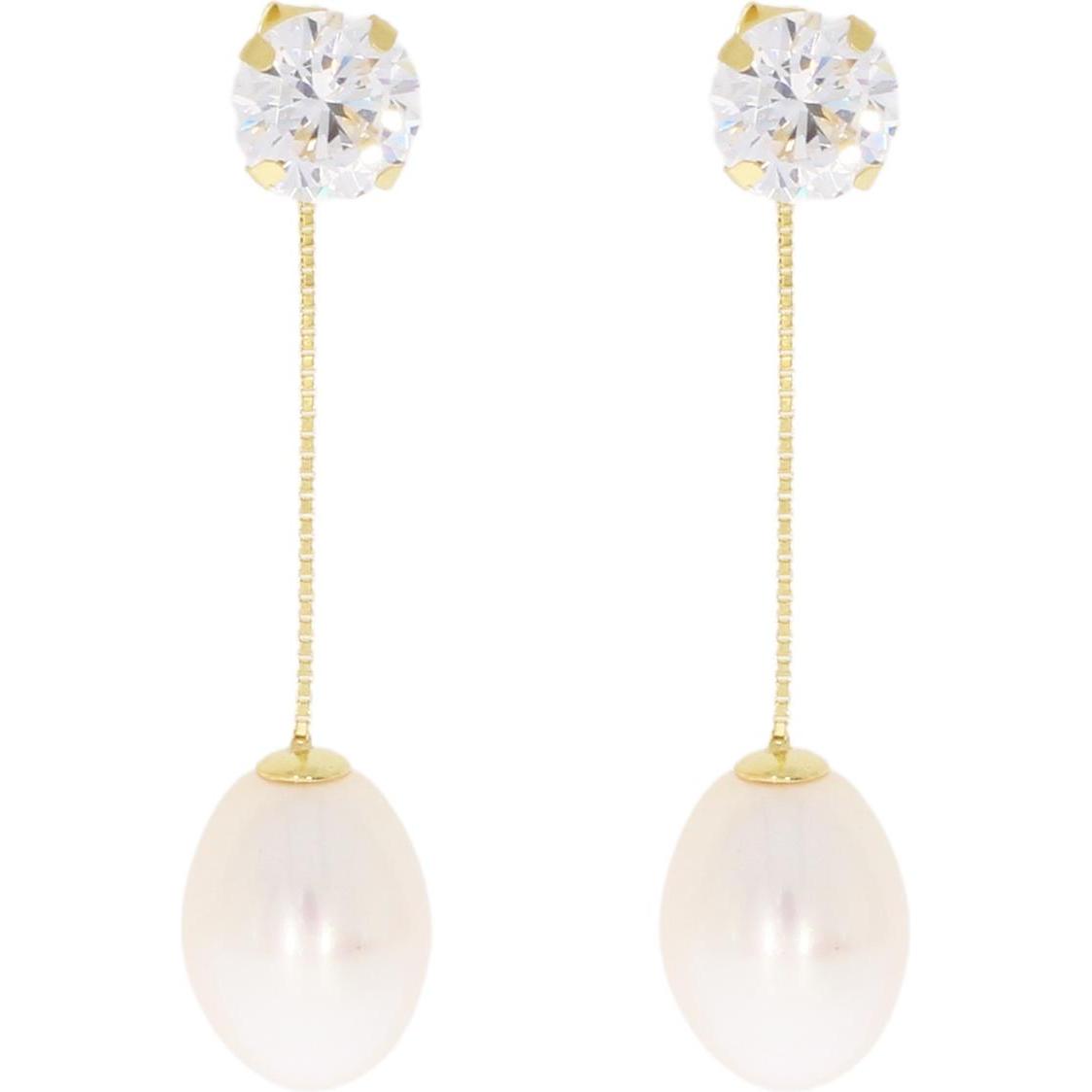 Luxxos, Ohrringe, Ohrhänger mit Süsswasserzuchtperle 7,5 mm und Zirkonia 375 GG, (375 Gelbgold)