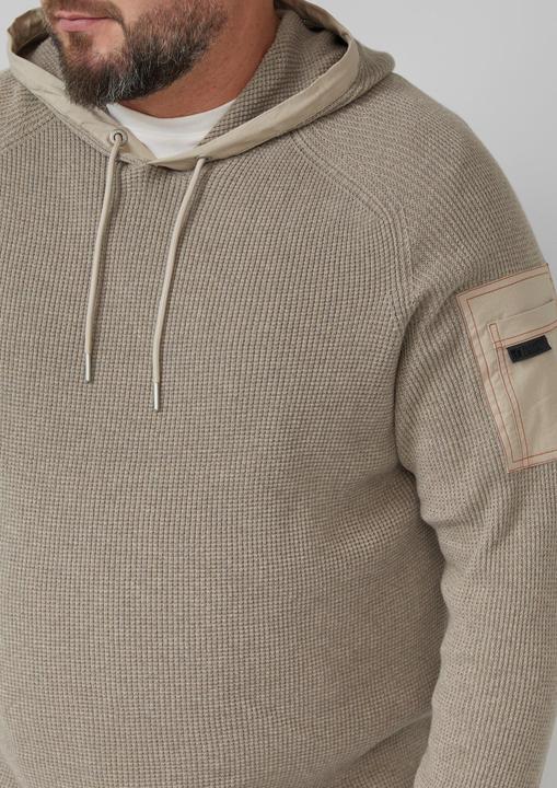 Produktbild s.Oliver Strickpullover Struktur-Hoodie im Materialmix mit Ärmeltasche (5XL)