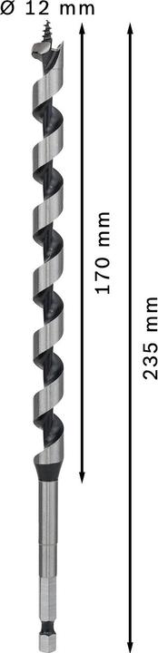 Produktbild Bosch Professional Zubehör PRO Wood Holzschlangenbohrer, 12 x 170 x 235 mm (6.35 mm)