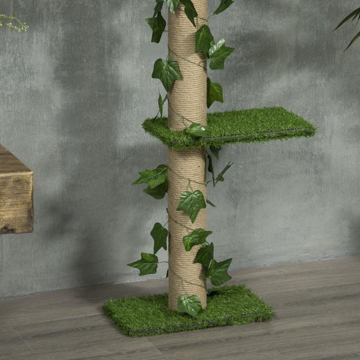 Produktbild PawHut Katzenbaum Spanplatte (242 cm, Grün+Gelb)