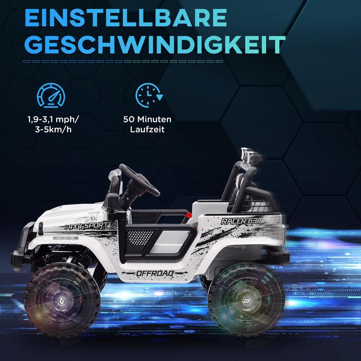 Produktbild Aiyaplay Kinder Elektroauto Kunststoff, Metall Weiss (12 V)