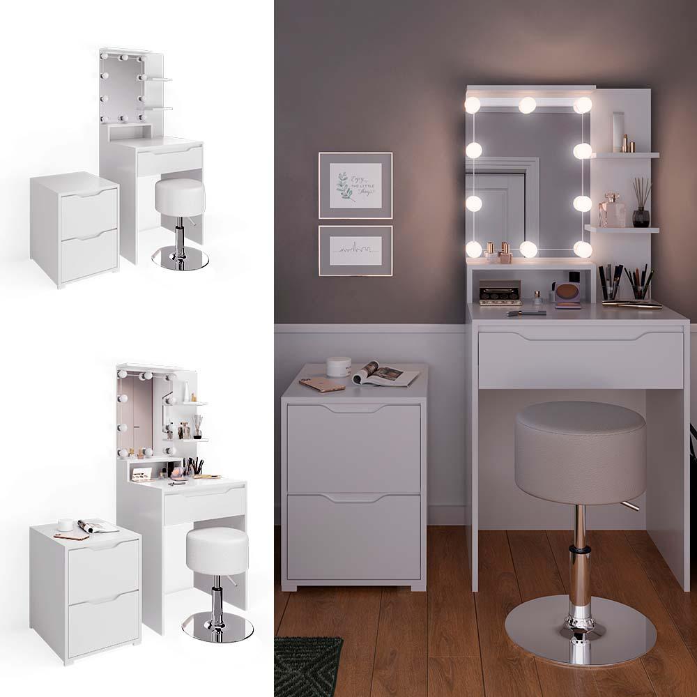 Thumbnail - Vicco, Schminktisch, Ruben mit Hocker und Beleuchtung