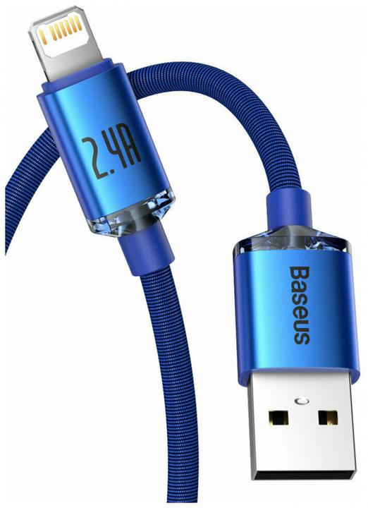 Actual product image Baseus Crystal Shine Series Fast Charging Data Cable USB to iP 2.4A 2m Blue (2 m, USB 2.0)