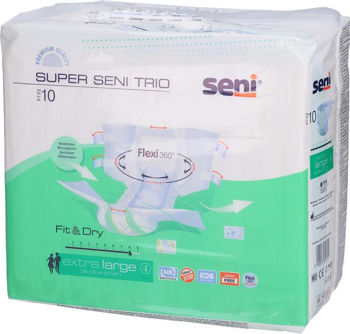 Produktbild Seni Trio Windelhosen atmungsaktiv Hüftumfang 130-170cm 8 Tropfen (10 x, Large plus)