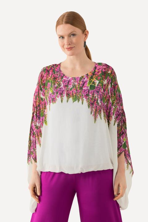 Produktbild Ulla Popken Bluse, Blüten, doppellagig, Rundhals, Halbarm (54)
