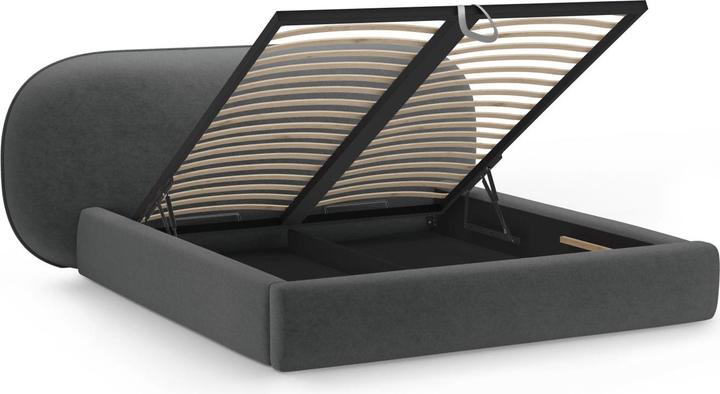 Actual product image Micadoni Storage Bed With Headboard, "Ovalo", Dark Grey, 234x250x96 Made in Europe (160 x 200 cm)