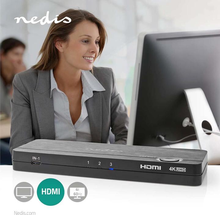 Produktbild Nedis HDMI ™ Converter | USB-C™ Buchse / 2x HDMI™ Eingang / 4x USB A Female | 1x HDMI™ Ausgang | 1-W