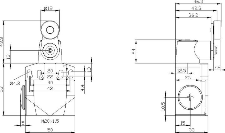 Produktbild Siemens Begrenzungsschalter 50 mm mit Drehhebel
