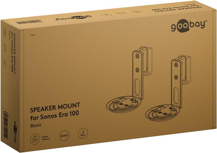 Productafbeelding Goobay Modern Era 1 Flex muurbevestiging voor luidsprekers, zwart (Wandmontage, Draaibaar, Kantelbaar)