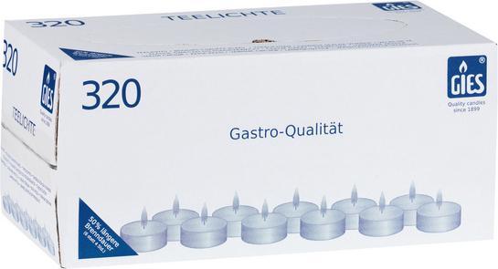 Produktbild GIES Teelichter in Alu Premium PROFI-Line weiss 20 x 38 mm (320 Stk.)