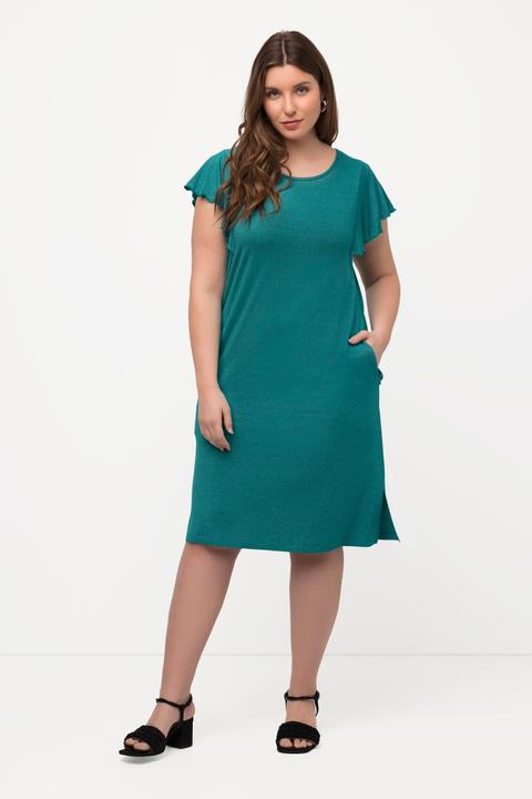 Image du produit Ulla Popken Robe midi, rayures scintillantes, col rond, manches courtes papillon (54)