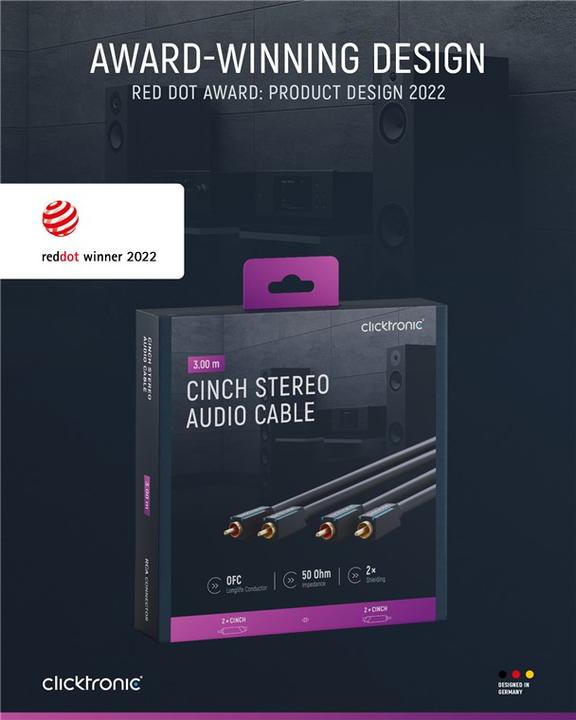 Produktbild clicktronic Stereo-Audiokabel (3 m, Cinch)