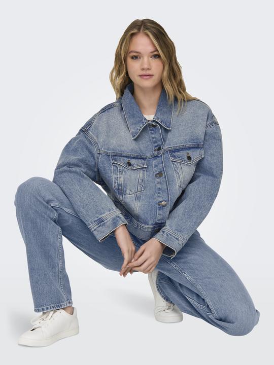 Actual product image Only Fly-away collar Low shoulder jacket Denim jacket (L)