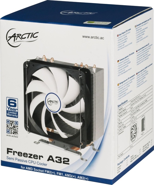 Produktbild Arctic FREEZER A32 CPU Kuehler fuer AMD Sockel FM2 / FM2 + / FM1 / AM3 + / AM3 / AM2 + / AM2 Direct Touc...