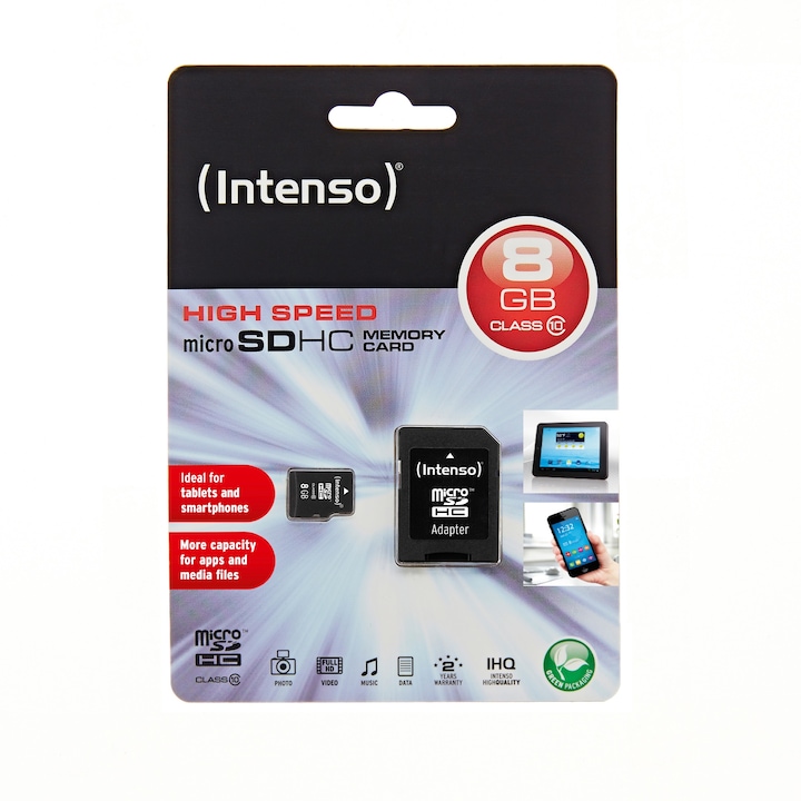 Actual product image Intenso microSD Class 10 (8 GB, microSDHC, U1)