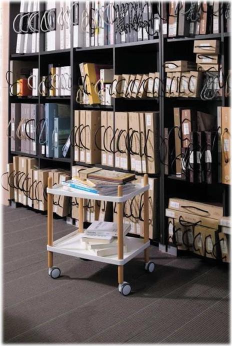 Immagine prodotto Paperflow Carrello con 2 ripiani, telaio in legno massello, bianco.