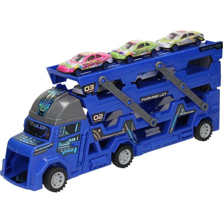 Lobbes Ausklappbarer Autotransporter mit Startfunktion - Blau (66458723)