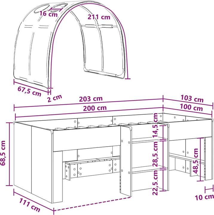 Image du produit vidaXL Modernes Bett (98.50 x 200 cm)
