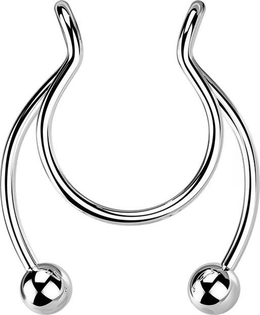 Image du produit Star Piercing Fake Clip silber Circular Barbell mit zwei Kugeln (Acier chirurgical 316L, sans laiton)