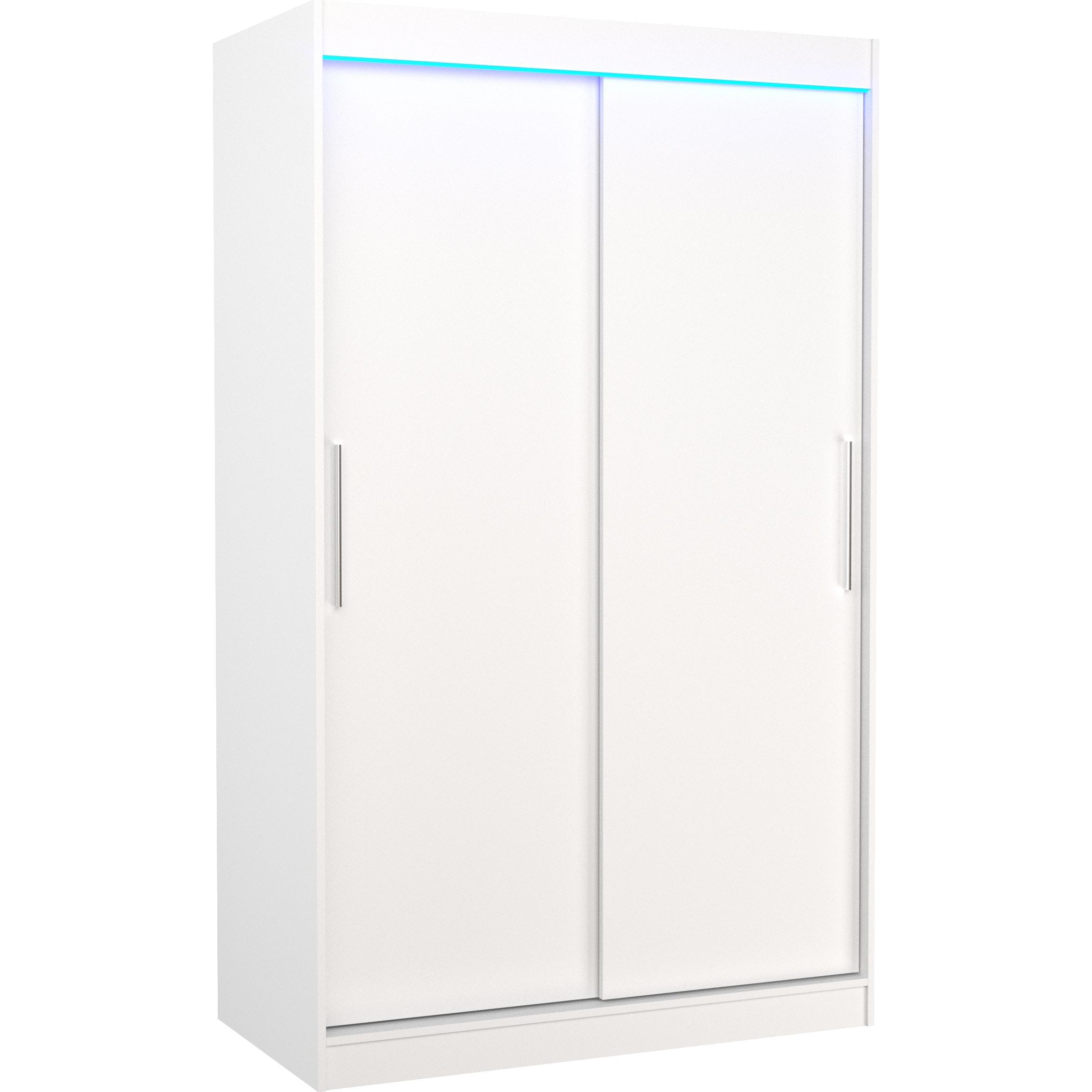 ADRK Furniture, Kleiderschrank, Verschiebbarer Kleiderschrank mit Beleuchtung LED COLLIN 120 (120 x 58 x 200 cm)