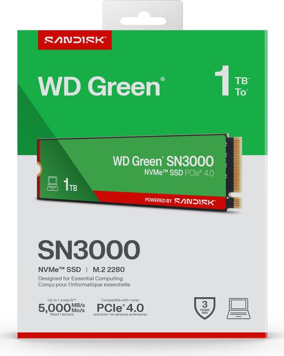 Actual product image WD Green SN3000 powered by SANDISK (1000 GB, M.2 2280)