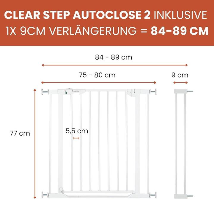 Actual product image Hauck Clear Step Autoclose 2 Set +9 cm (84 cm)